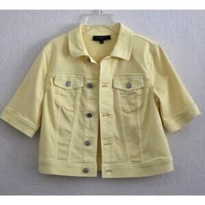 Jacket-Talbots-Denim Jacket Style-Bright Yellow-Short Sleeves-Short-Petite XS